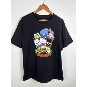 Sanrio My Hero Academy Hello Kitty & Friends 2XL Black Short Sleeve Tee Shirt